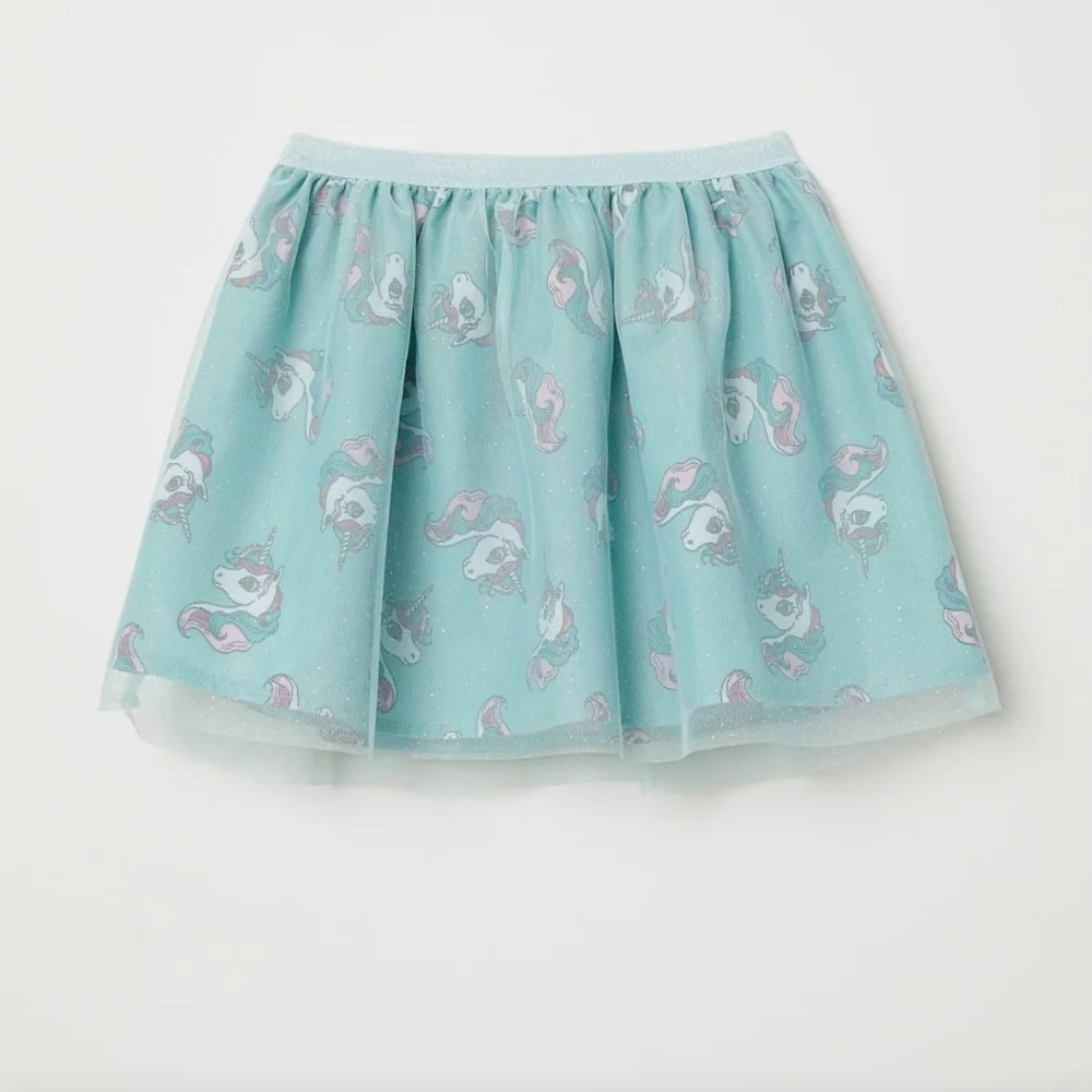 H & M Dusky green Unicorns Tulle skirt size 4-6